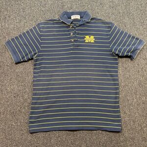 Boca Classics Michigan Polo Sz M Mens Navy Yellow Skater‎ Embroidered Logo Shirt